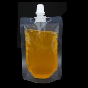 wholesale Transparent Stand Up Poly Drinking Package Spout Bag Clear Doypack Drink Liquid Pouches for Beverage Milk Fruit Juice Packaging ZZ