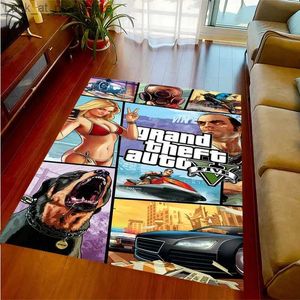 Mattor 3D GTA-spel Gamer Stora mattan matta för hem vardagsrum barn sovrum soffa dörrmatta dekor non-halp golvmatta q240123