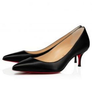 24 Scarpe da donna alla moda con suola rossa e tacchi alti, classiche scarpe da festa nere, scarpe da donna con punta tonda da 55 mm