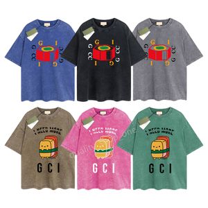 Hommes Designer Gu T-shirt Vintage Rétro Chemise lavée Marque de luxe T-shirts Femmes T-shirt à manches courtes T-shirt d'été T-shirts hip hop Tops Shorts Vêtements Différentes couleurs G-52