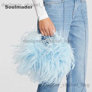 Shoulder Bags Pearl beaded evening bag Ostrich feather fur designer Clear Acrylic crystal box tote handbag women handmade party purse wolesale T240123