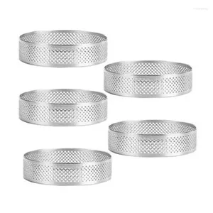 Bowls 5Pcs Circular Tart Ring Dessert Stainless Steel Perforation Fruit Pie Quiche Cake Mousse Mold Kitchen Baking Mould