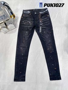 Moda Uomo Designer Jeans viola Strappo Ciclista Donna Splicing Pantaloni neri a gamba dritta strappati 29