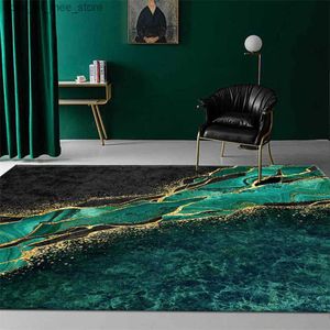 Dywan luksusowy zielony marmurowy wzór dywan nowoczesny salon duży sofa dywan flanel miękki pokój dywan przeciwpoślizgowych mata dekoracja pokoju Q240123