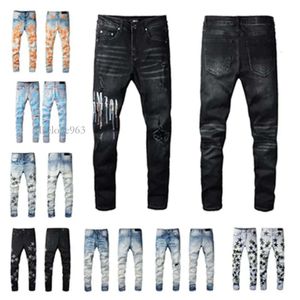 Designer Jeans Mens Denim Embroidery Pants Fashion Holes Trouser US Size 28-40 Hip Hop Distressed Zipper Trousers for Male 2024 Top Sell