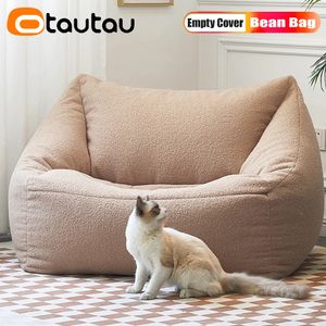 Otautau falso cashmere velo saco de feijão capa sem enchimento mais grande adulto beanbag cadeira pufe otomano sac chão assento sofá sf023 240118