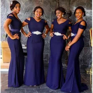 2024 brudtärna klänning nigerianska afrikanska sjöjungfruklänningar långa mössa ärmar golvlängd piga av hedersklänningar bröllop gäst kväll prom