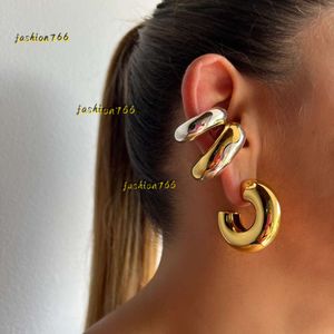 Stud Uworld Stainless Steel PVD Hoop Earrings Women Fashion Ear Clips Thread Texture Statement For 2024