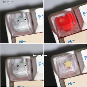 Tangentbord tangentbord 1st DIY harts Kawaii KeyCap SA Profile ESC Cross Axis Mechanical Keyboard Game Backlight Axucent Cute Cartoon Keycap Gift YQ240123