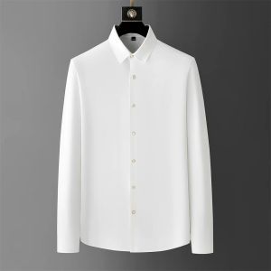 2024 Spring Solid Color Shirts Men Long Sleeve Slim Fit Business Formal Dress Shirts Streetwear Social Party Tuxedo Blouse M-5XL