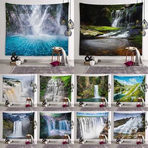 Tapisserier Mountain and Flowing Water Artistic Conception Tapestry Waterfall Wall Art Room Personlighet Dekoration Hem