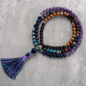 Bracelets Spirit Womens 8MM Natural Stones Tassel 108 Beads Mala Yoga Meditation Lariat Necklace Bohemian Jewelry Dropshipping