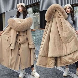 Down Winter Jacket Womens Parkas Thick Warm Fur Lining Long Parka Female Hooded Fleece Padded Coat Distachable Outwear 6Xl Eye-Pleasing 454
