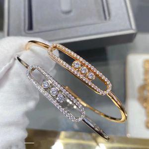 Tasarımcı Rose Gold Bileklik Kadınlar İçin Üç Elmasla Tasarımcı Bilezik Top V-Gold 18K Kadınlar için Hediye Açık Stil Düğün Takı Kutu Messesi