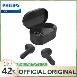 Mobiltelefonörlurar Philips TAT1138 EARPHON Trådlös Bluetooth 5.3 hörlurar Hifi Stereo Sport Earbuds HD MIC Call Headset Fast Charging Long Life J240123