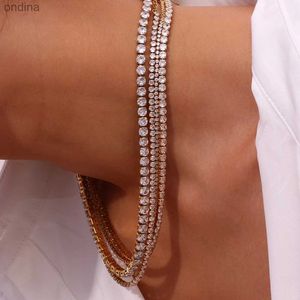 Pendanthalsband 2mm3mm4mm5mm Shiny Luxury 3A Zircon Tennis Chain Halsband för kvinna Vattentät rostfritt stål Guldpläterad brudtärna Halsband YQ240124