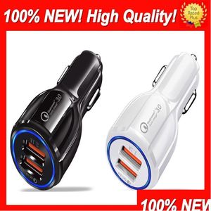 Car Charger Top Dual Usb Quick Charge 3.0 Mobile Phone Charging 2 Port Fast Chargers For Huawei Tablet Drop Delivery Automobiles Motor Dhulo