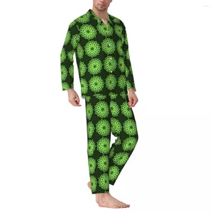 Masculino sleepwear geo impressão pijama conjunto estilo árabe na moda homens manga longa estética diária 2 peças casa terno plus size 2xl