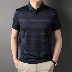 メンズポロストップグレードのファッションブランドボーイプレーンポロシャツの男性のためのストライプカジュアルTシャツ半袖衣類S6040
