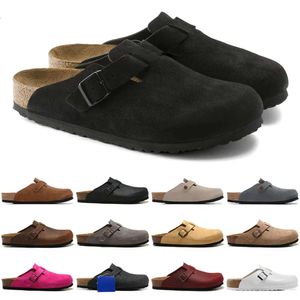 BirkenMen Women Designer Slides Clog Sandals Soft Suede Leather Taupe Mocha Black White Pink Mens Fashion Scuffs Stocks Outdoor Slippers Shoes