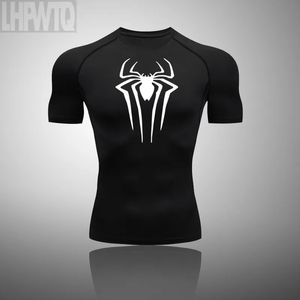 Koszulka kompresyjna Mężczyźni Fitness Gym Super Hero Sport T-shirt Rashgard Tops TEE Szybkie suche krótkie rękawe T-shirt dla mężczyzn 240123