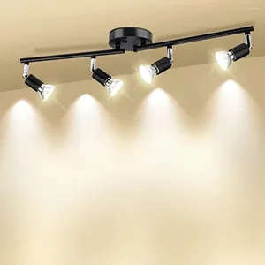 Plafoniere a 4 teste LED GU10 Lampada regolabile ad angolo girevole Nero Argento per soggiorno camera da letto AC110V-240V Illuminazione spot