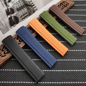 21mm Black Brown Blue Orange Green Silicone Rubber Watch Strap fit Pii P strap196j