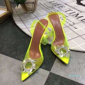 Amina muaddi Begum Sandals Wedding Pvc Woman Crystal-embellished Pointed Toe Slingback Pumps Begumglass Transparent Fashion s Lgf