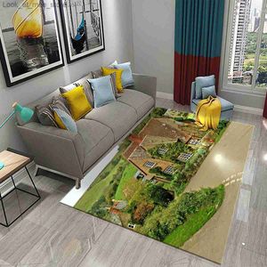 Carpet 3D British Country Town Carpet Beautiful Country View Rugs for Kitchen Bathroom Anti-Slip Rug Living Room Bedroom Decor Carpets Q240123