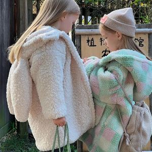 Piumino Cervo Jonmi Stile coreano Inverno Neonate Orecchie Cappotti imbottiti in cotone Con cappuccio Addensare Bambini caldi Capispalla in pile scozzese