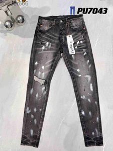 Designer dżinsy męskie fioletowe trudne rowerzysta łzowe dżinsowy luksusowy nowy splicing Zerwane proste nogi czarne spodnie 9 e28b