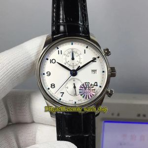 Cronografo Portogallo Classico 390302 Cal.89361 Orologi Tourneau automatici con cinturino in pelle zaffiro e quadrante bianco 28800 Vph YLF Best Vers