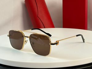 Kare Güneş Gözlüğü Altın Metal Kahverengi Lens Erkekler Sonnenbrille Shades Sunnies Gafas de Sol UV400 Gözlük Kutu