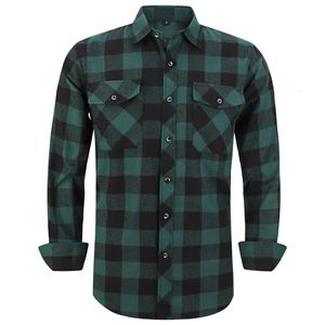 Men's Plaid Flannel Shirt Spring Autumn Male Regular Fit Casual Long-Sleeved Shirts For USA SIZE S M L XL 2XL 240123