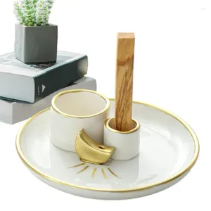 Candle Holders Ceramic Holder Incense Burner For Stick Decorative Ash Catcher Tray Smudging Burn Bowl Home Decor