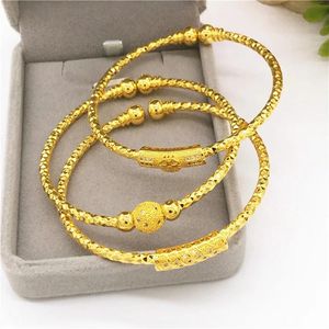 Bangles Moda Cobre Banhado Vietnã Areia Ouro Abertura Pulseira Mulheres Imitação de Ouro Diamante Transferência Beads Jóias