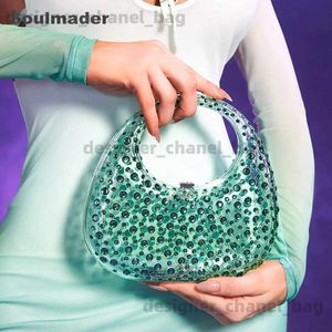 Shoulder Bags Acrylic clutch bag women Rhinestones clear designer wedding evening party round box purse 2023 new summer new handbag wholsale T240123