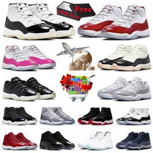 with box jumpman 11 11s basketball shoes Gratitude Cherry Cool Grey Pink Neapolitan Bred Cement Grey jumpman11s mens trainers women sneakers sport