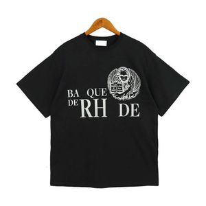 T-shirt a maniche corte allentata da uomo e da donna di marca Rhde classica nuova estate 2023 con stampa dell'alfabeto distintivo di moda casual da uomo e da donna