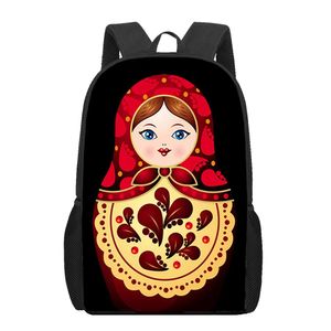 Sacos russos bonito bonecas matryoshka impressão crianças mochilas adolescente meninos meninas sacos de escola engraçado estudante saco de livro casual diário