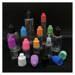 Packing Bottles Wholesale 5Ml 10Ml 15Ml 20Ml 30Ml 50Ml Pet Ejuice With Childproof Cap E Liquid Long Thin Dropper Tip Drop Delivery O Dhsdo