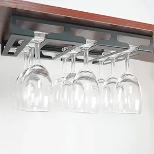 Kitchen Storage Wine Glass Rack - Under Cabinet Stemware Holder Glasses Hanger Metal Hanging Organizer For Bar