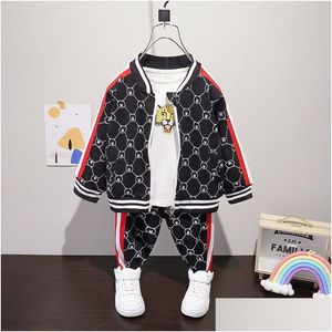 Clothing Sets New Spring Autumn Children Boys Clothes Kids Clothing Suit Jacket T Shirt Pants 3Pcs/Sets Infant Cotton Tracksuits Drop Dhrkq