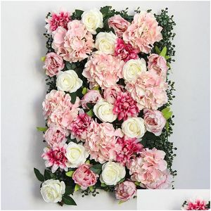 Dekorativa blommor kransar Silk Peony Flower Wall och Rose Vine Artificial Wedding Bakgrund Dekoration Hem smycken fönster 10st DHVNY