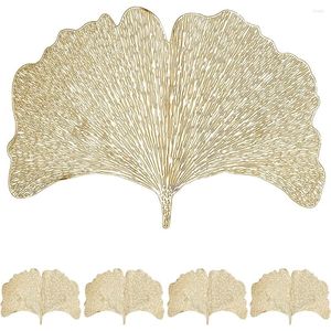 Table Mats 1-4Pcs Pvc Hollow Gilded Meal Pad Ginkgo Leaf Pattern Home Decoration 44x30cm Placemats For Dinning Wedding