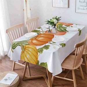 Bordduk Thanksgiving Autumn Pumpkin White Trabell Oljetät bord täcker kök hem bröllop dekoration mantel mesa nappe de tabell