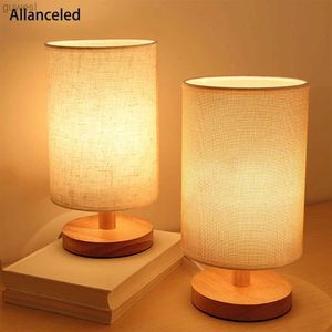 Desk Lamps Wood Classical Desk Lamp USB Powered Bedside NightLight Eye Protection Table Light With Cylinder Lamp Shade Home Decor Lighting YQ240123