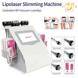 6 In 1 Ultrasonic Cavitation Slimming Machine Vacuum Laser Cellulite Removal 40K Radio Frequency Body Skin Tighten Loss Weight Beauty Equipment+A Free Gift Hot 455