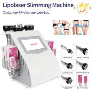 6 I 1 Ultraljuds kavitation Slimming Machine Vakuum Lasercelluliter Borttagning 40K Radiofrekvens Kroppshud Draw Drain Vikt Skönhetsutrustning+En gratis present Hot 455