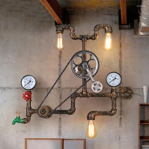 Wall Lamp Vintage Retro Loft Industrial Wind Light Personality Water Pipe Gear For Restaurant Bar Pub Cafe Aisle Bedroom Lights